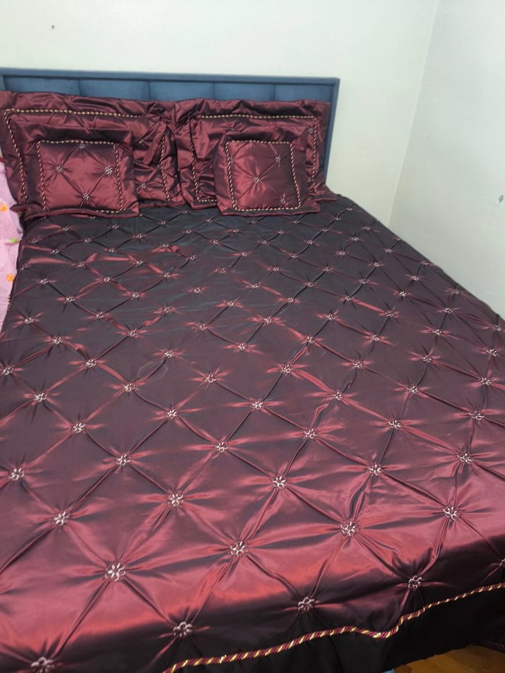 Bordo Nakışlı Yatak Örtüsü - Görsel 5