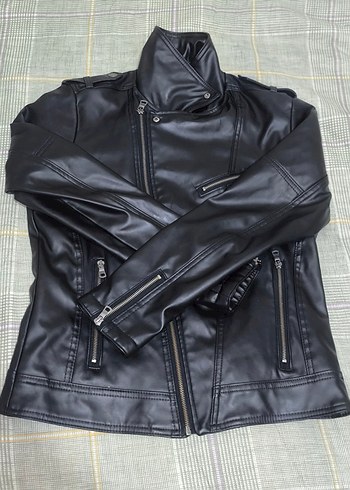 Siyah Deri Biker Ceket - Görsel 8