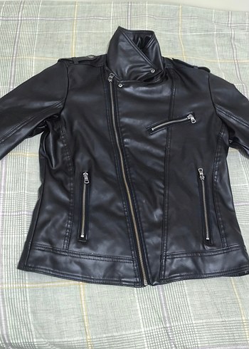 Siyah Deri Biker Ceket - Görsel 4