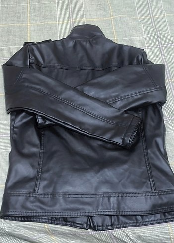 Siyah Deri Biker Ceket - Görsel 11