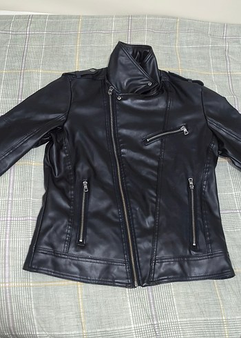 Siyah Deri Biker Ceket - Görsel 6