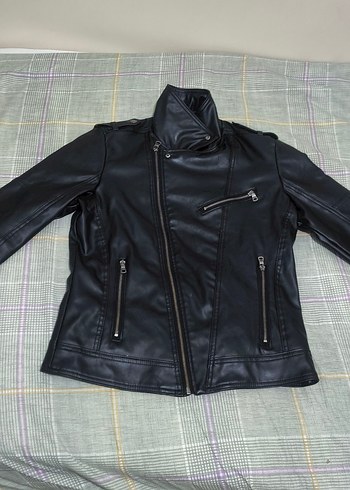 Siyah Deri Biker Ceket - Görsel 2
