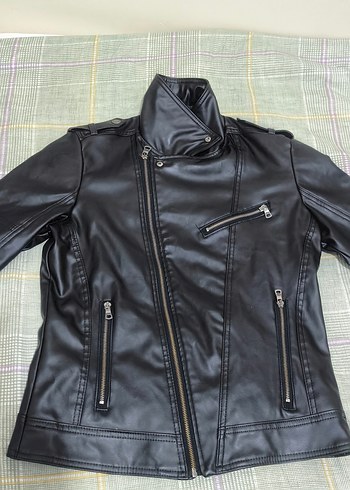 Siyah Deri Biker Ceket - Görsel 5