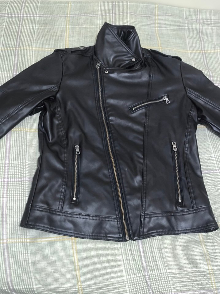 Siyah Deri Biker Ceket - Görsel 4