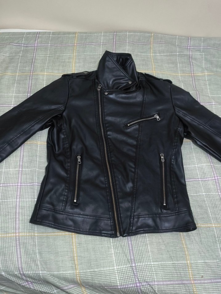 Siyah Deri Biker Ceket - Görsel 2