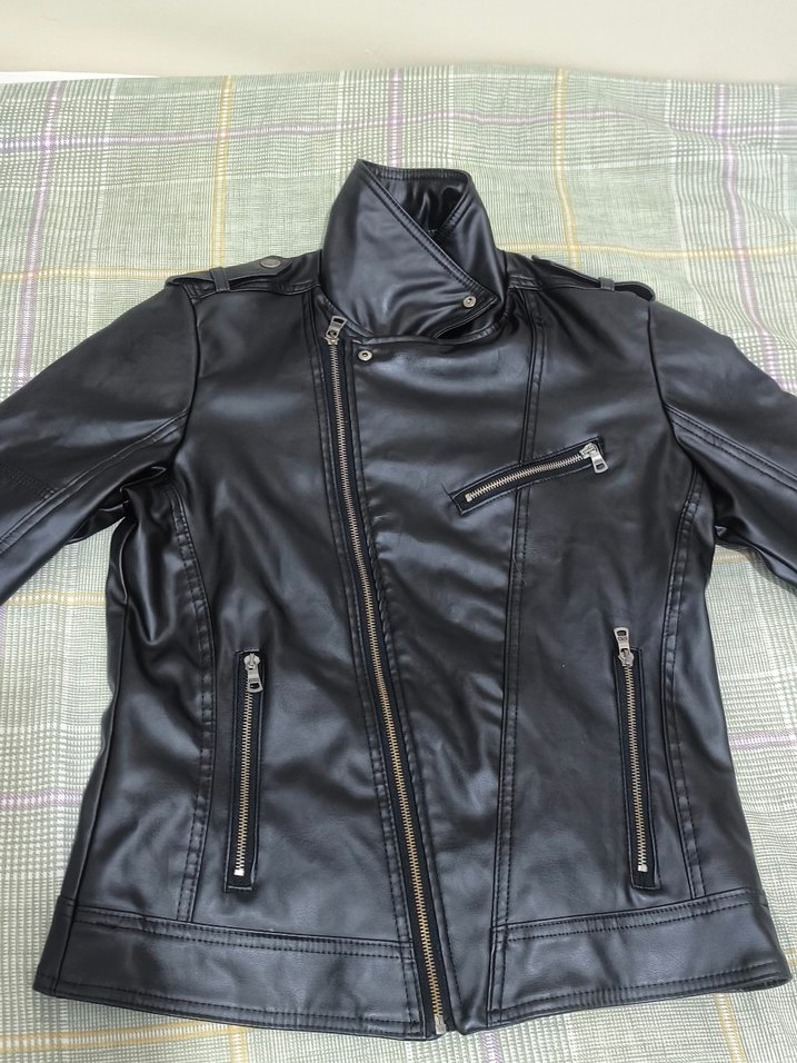 Siyah Deri Biker Ceket - Görsel 5