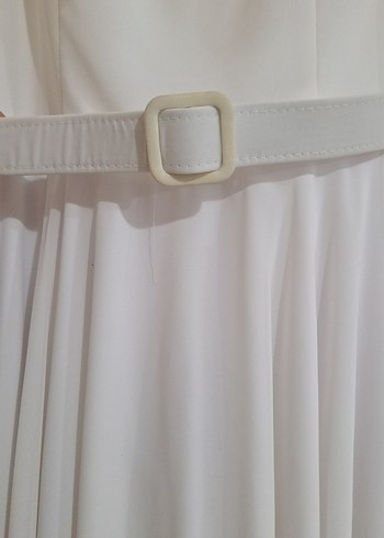 Beyaz Uzun Abiye Elbise - Görsel 5