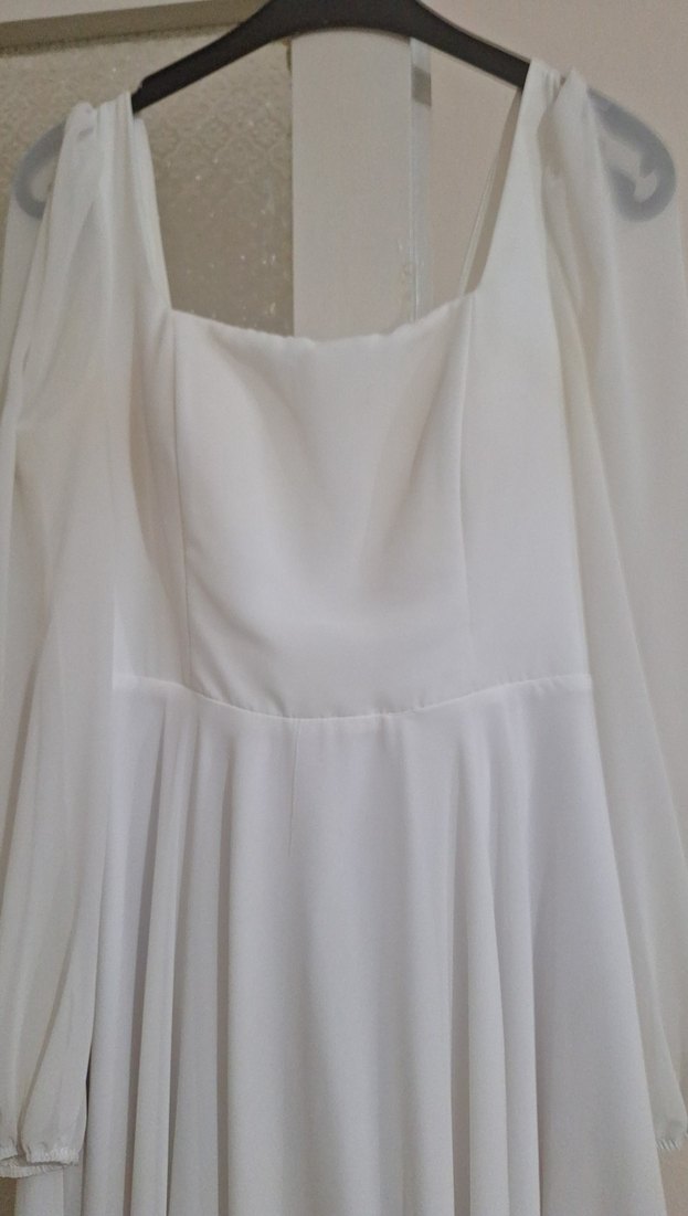 Beyaz Uzun Abiye Elbise - Görsel 2