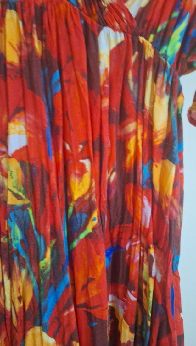 Renkli Bağlama Desenli Bohem Uzun Elbise - Görsel 3