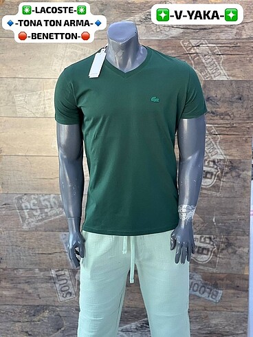 xl Beden V yaka Lacoste basic Tshirt