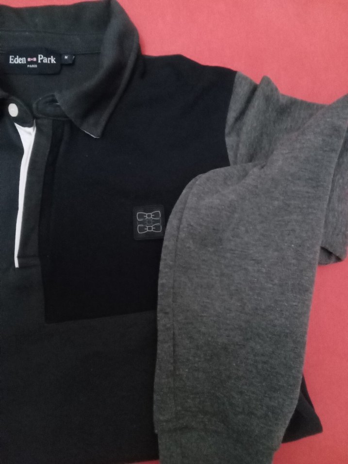 Eden Park Gri Uzun Kollu Polo Tişört - Görsel 3