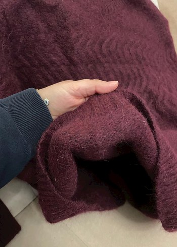 Vakko Bordo Kadın Yün Örgü Kazak - Görsel 4