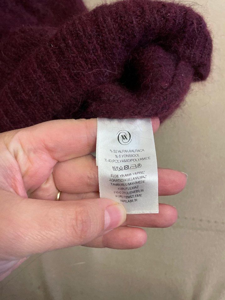 Vakko Bordo Kadın Yün Örgü Kazak - Görsel 5