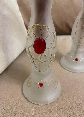 Retro Beyaz İnce Dekoratif Vazo Seti - Görsel 2