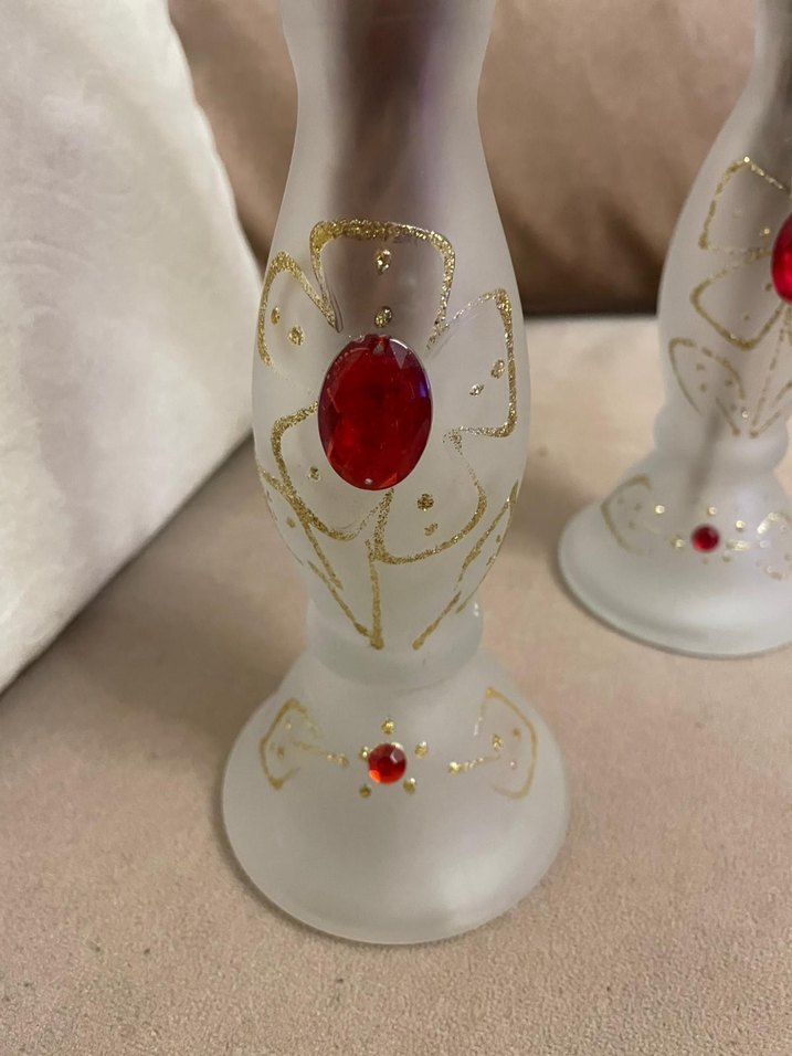 Retro Beyaz İnce Dekoratif Vazo Seti - Görsel 2