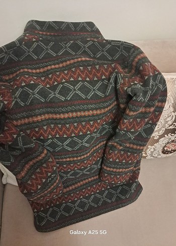 Desenli Bohem Gri Kadın Kaban - Görsel 2