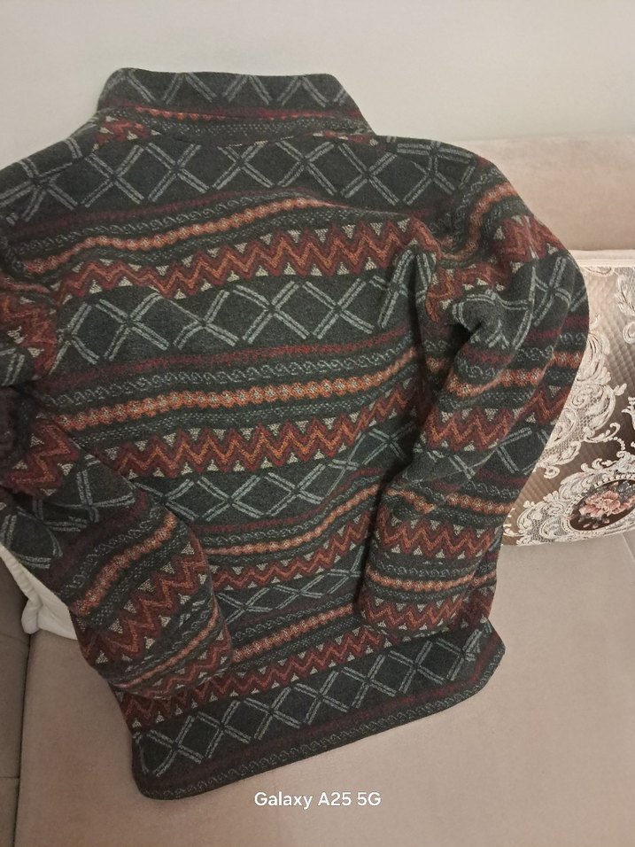 Desenli Bohem Gri Kadın Kaban - Görsel 2