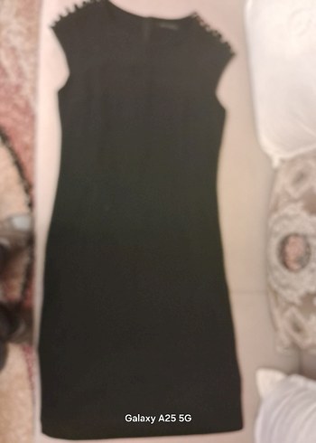 Siyah V Yaka Midi Kadın Abiye Elbise - Görsel 2