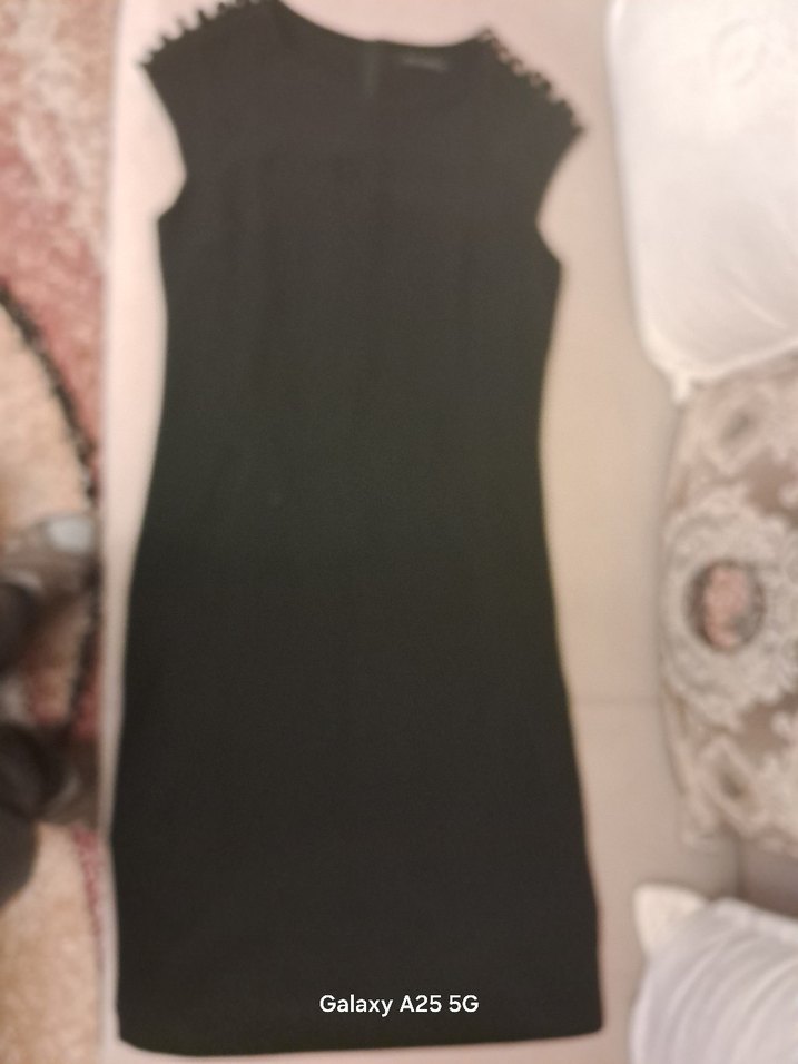 Siyah V Yaka Midi Kadın Abiye Elbise - Görsel 2