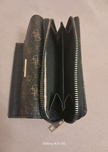 Kahverengi Baskılı Deri Fermuarlı Kadın Cüzdanı - Görsel 4