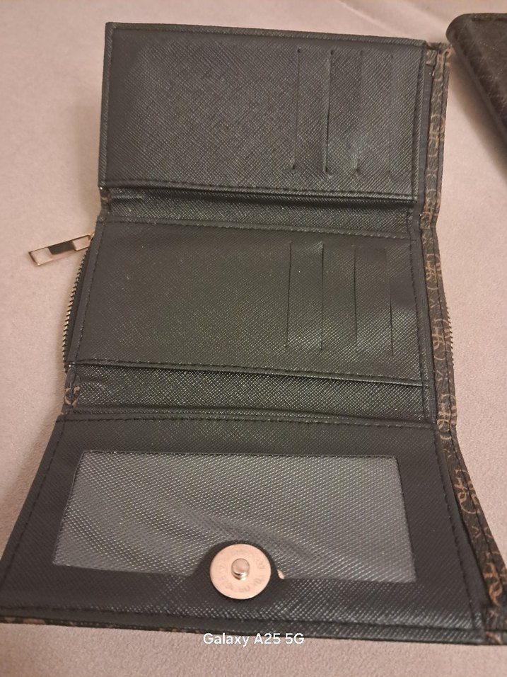 Kahverengi Baskılı Deri Fermuarlı Kadın Cüzdanı - Görsel 5