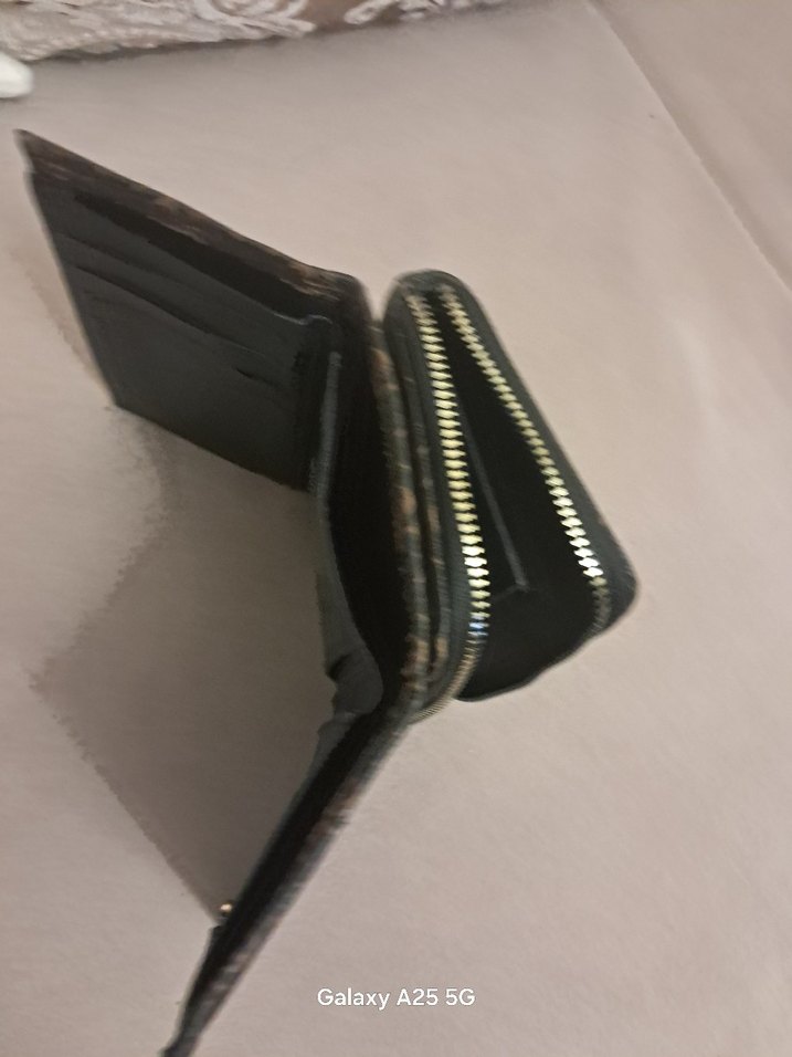 Kahverengi Baskılı Deri Fermuarlı Kadın Cüzdanı - Görsel 3