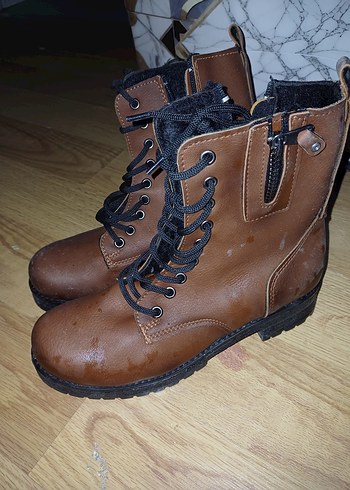 Kahverengi Deri Kadın Biker Bot - Görsel 2