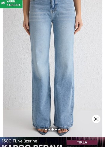 Kadın Açık Mavi Normal Boy Denim Pantolon - Görsel 3