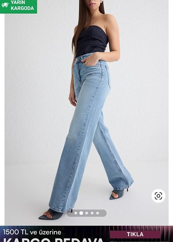 Kadın Açık Mavi Normal Boy Denim Pantolon - Görsel 2