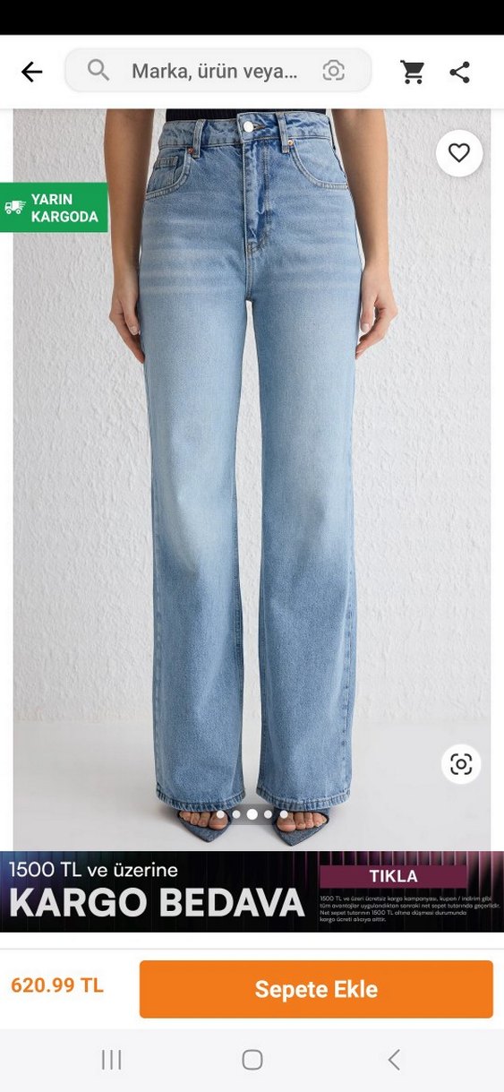 Kadın Açık Mavi Normal Boy Denim Pantolon - Görsel 3