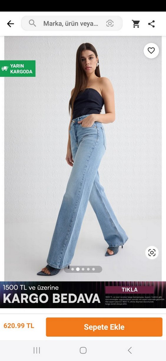 Kadın Açık Mavi Normal Boy Denim Pantolon - Görsel 2