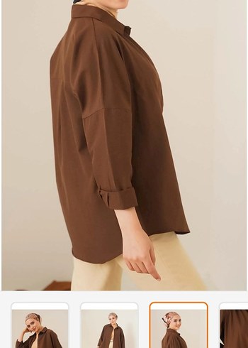 Kahverengi kadın gömlek - Görsel 3