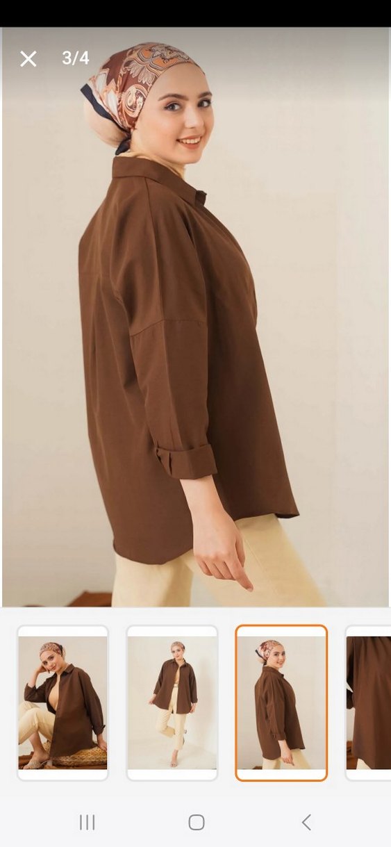 Kahverengi kadın gömlek - Görsel 3