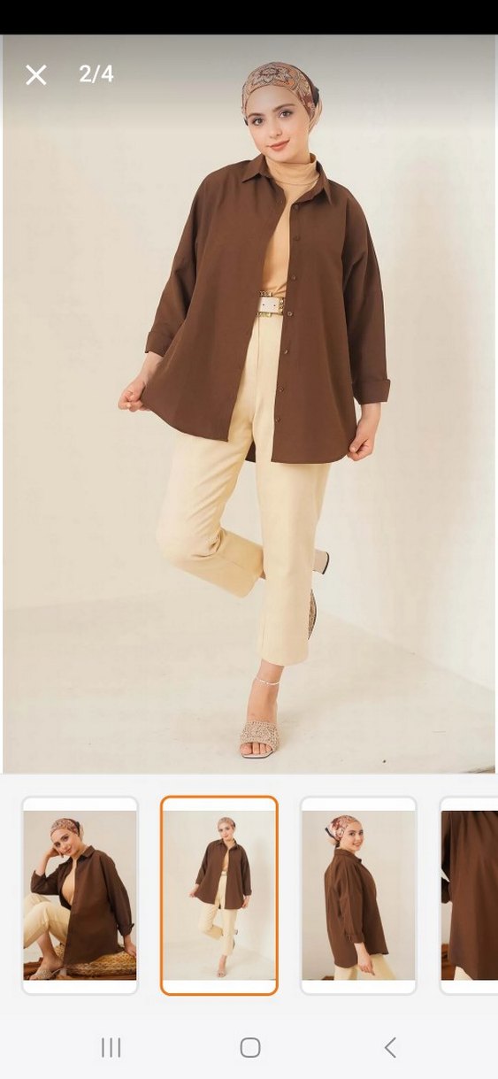 Kahverengi kadın gömlek - Görsel 2