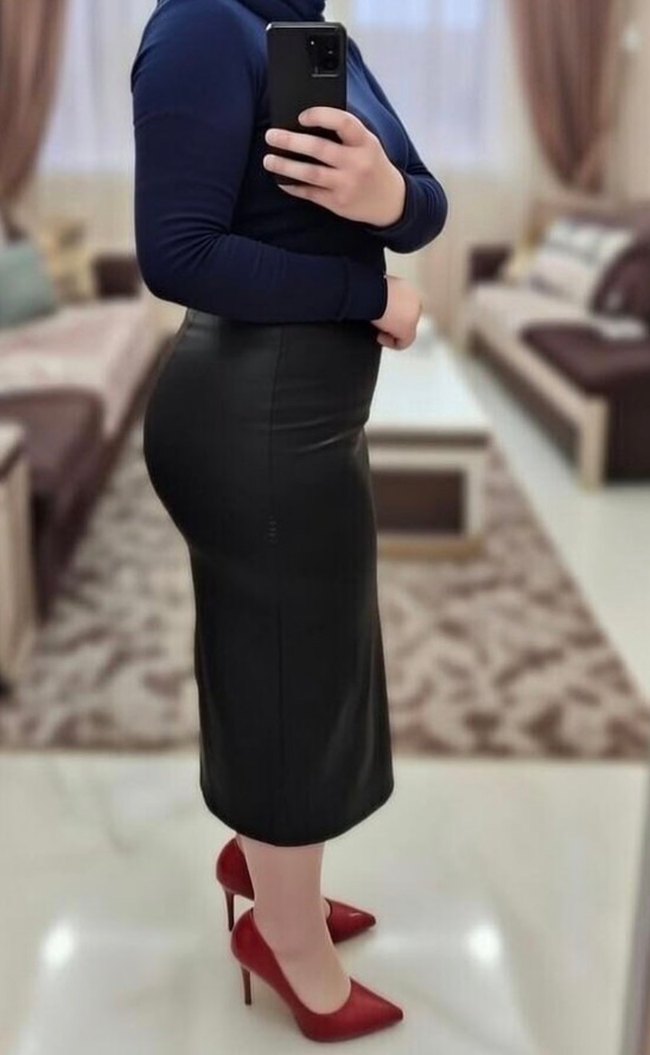 Siyah Deri Midi Kalem Etek - Görsel 2