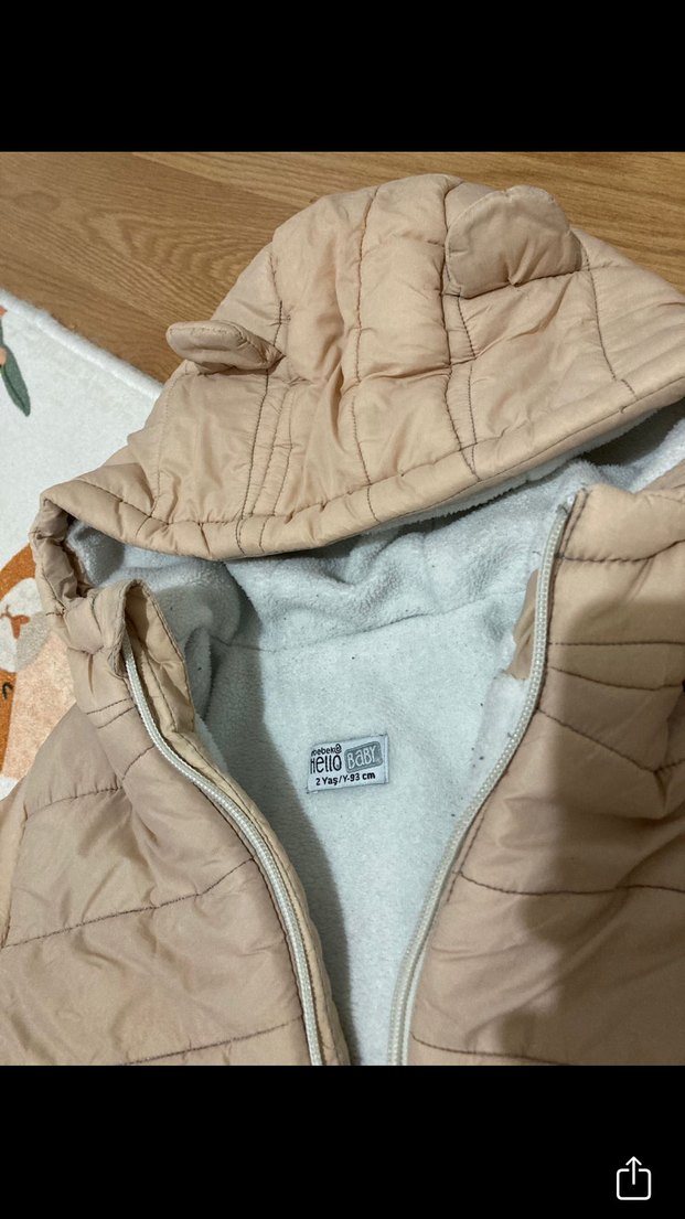 Kapüşonlu Erkek Çocuk Bej Mont - Görsel 3