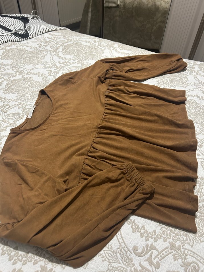 Bohem Tarz Kadın Kahverengi Süet Bluz - Görsel 2