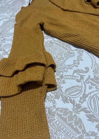 Kadın Kahverengi V Yaka Örgü Hırka - Görsel 2