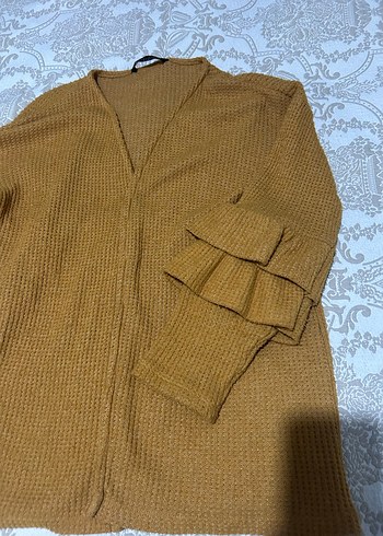 Kadın Kahverengi V Yaka Örgü Hırka - Görsel 3