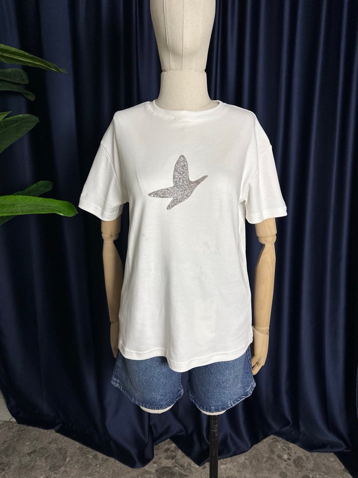 Mavi  Rahat Kesim Mini Kot Şort - Görsel 3