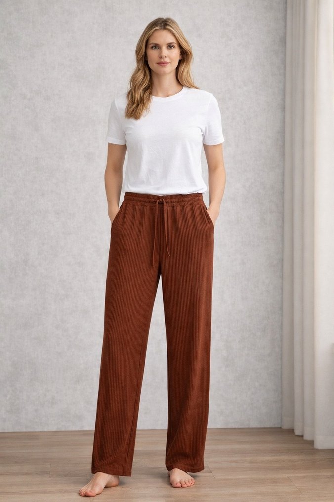 Bordo Rahat Kesim Kadın Kumaş Pantolon ( renk için dm ) - Görsel 5