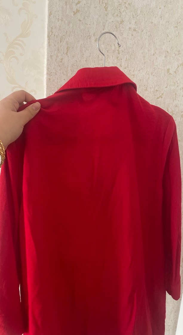 Kadın Kırmızı Keten Gömlek - Görsel 3