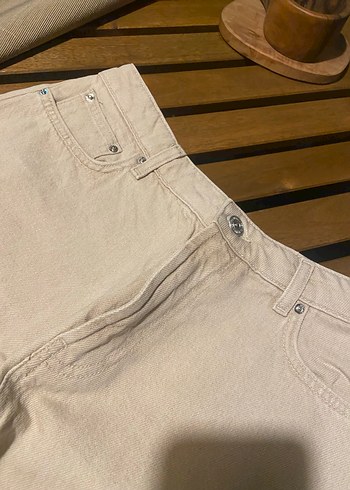 Bej Mini Kadın Kot Şort - Görsel 3