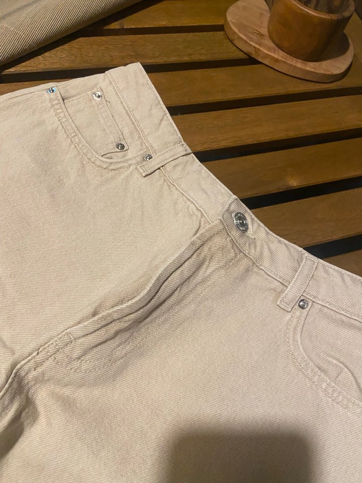 Bej Mini Kadın Kot Şort - Görsel 3