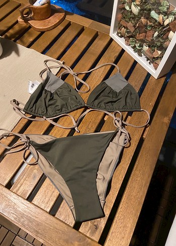 Kadın Haki Strappy Bikini Takımı - Görsel 3