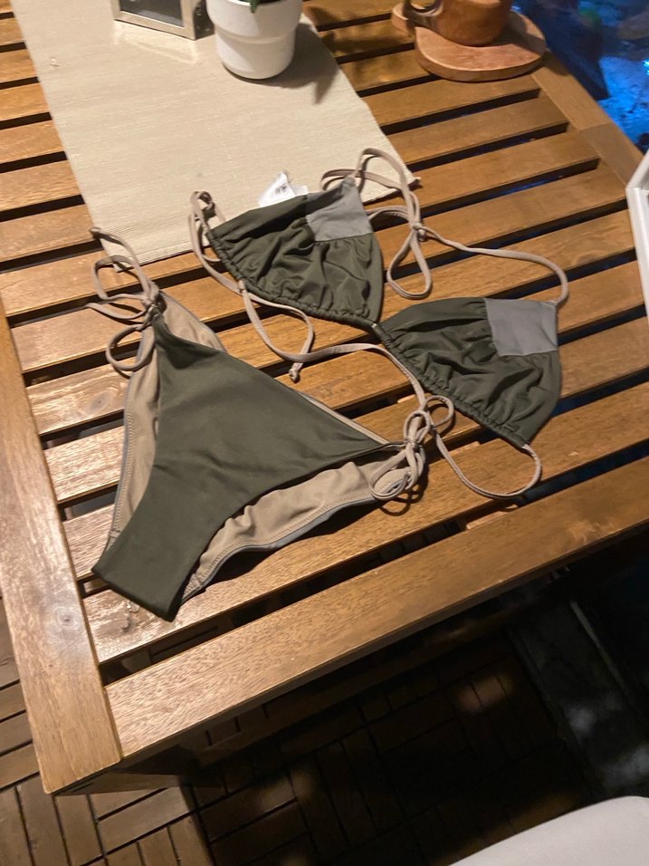Kadın Haki Strappy Bikini Takımı - Görsel 2