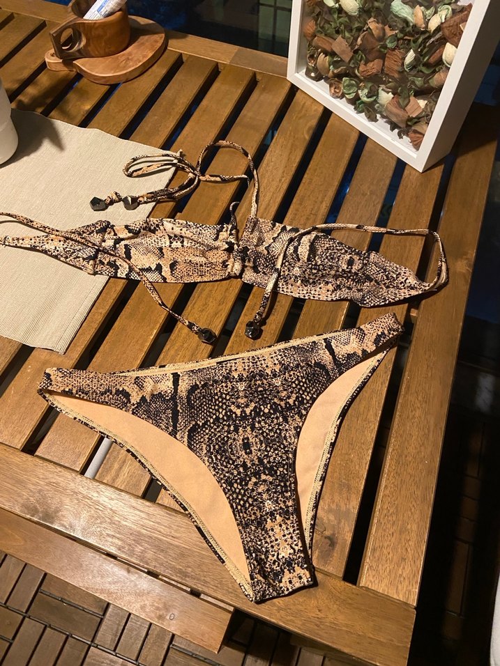 Taş Detaylı Yılan Desenli Kadın Bikini - Görsel 2