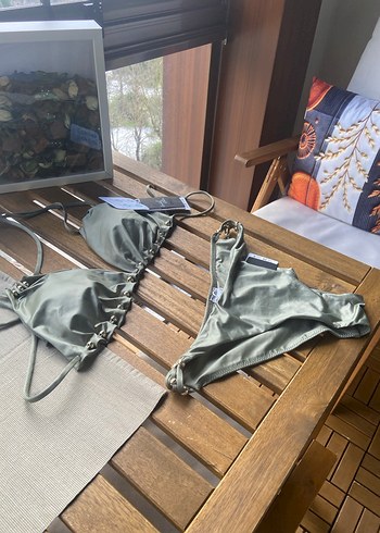 İpli Askılı Kemer Detaylı Haki Bikini - Görsel 2