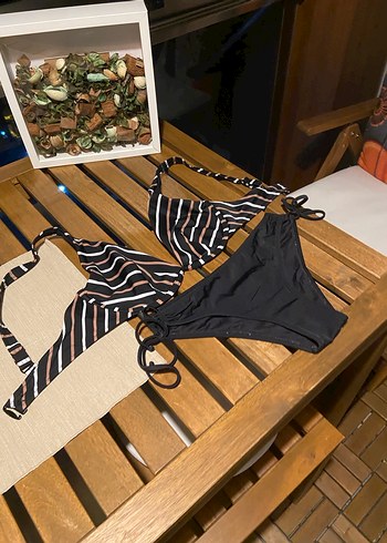 Siyah Zebra Desenli Mini Bikini Takımı - Görsel 3