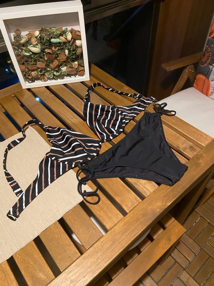Siyah Zebra Desenli Mini Bikini Takımı - Görsel 3